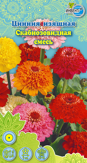 Цинния изящная Скабиозовидная Смесь, ИНВЕНТ+: фото