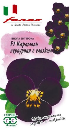 Семена виола виттрока (анютины глазки) Карамель F1 пурпурная с глазком, Гавриш: фото